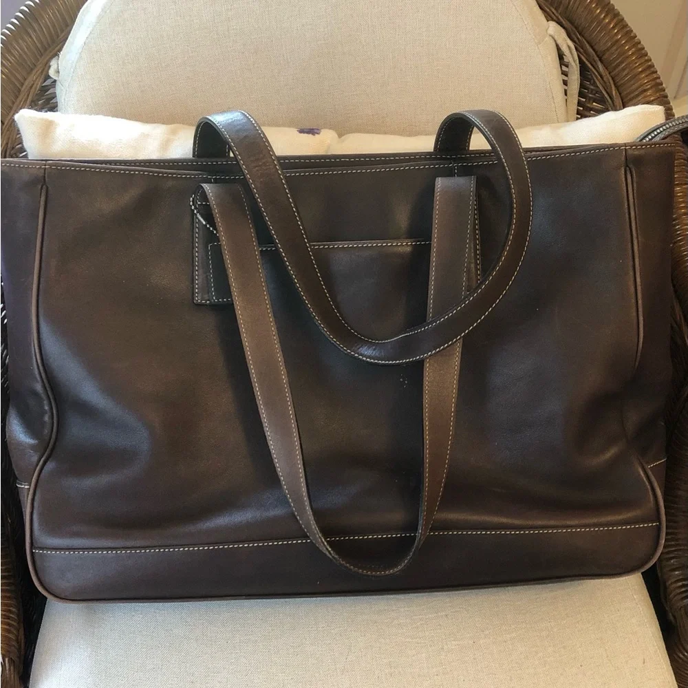 Vintage Leather Coach Tote Bag
